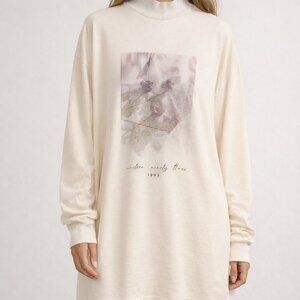 ASOS Design Oversized Mock Neck Graphic Sweatshirt Dress Size 10